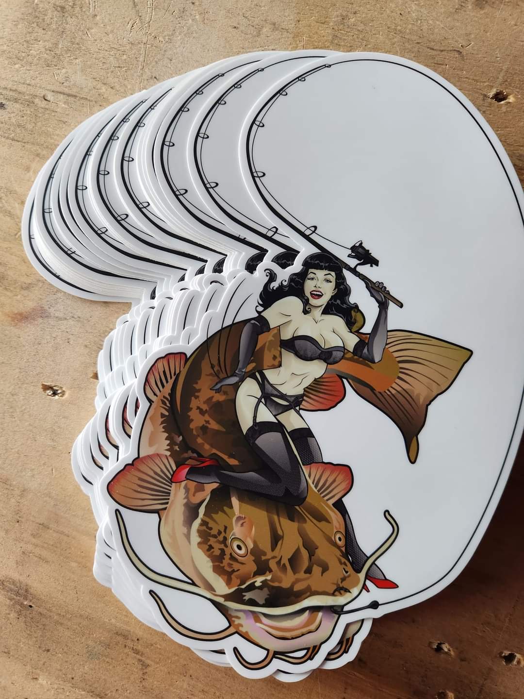 Pin up catfish sticker